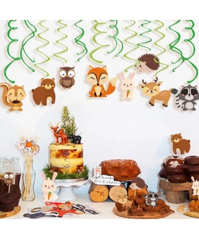 30Ct Woodland Animals Decorations Forest Animal Decorations Fox Hanging Swirl Ceiling Streamers Decorations for Girls Boys Ki...