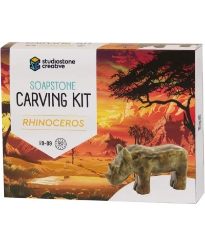 Rhinoceros Soapstone Sculpture Carving DIY Arts and Crafts Kit for Kids Adults $55.35 Craft Kits