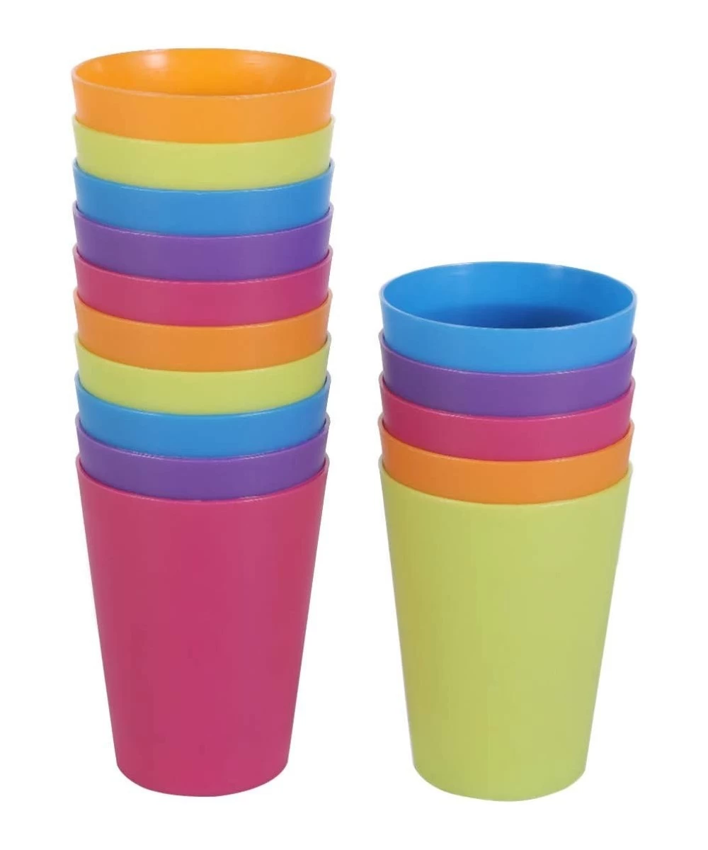 Plastic Cups Reusable Kids Plastic Drinking Plastic Cups Reusable Dishwasher Safe BPA- Free Cups for Kids & Toddlers Bright C...