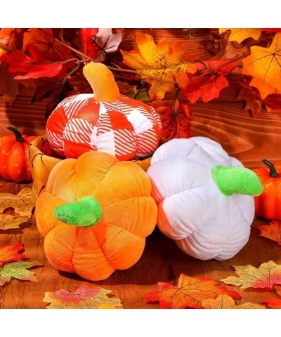 3 Pieces Plush Pumpkin Toy Stuffed Pumpkin Pillow Soft Thanksgiving Halloween Pumpkin Decorative Sofa Cushion Small Pumpkin T...