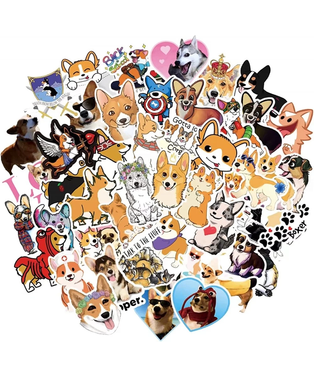 50PCS Corgi Dog Stickers Water Bottle Stickers Pack for Kids Teens Adults Vinyl Stickers Suitable for Skateboards Laptops Pho...