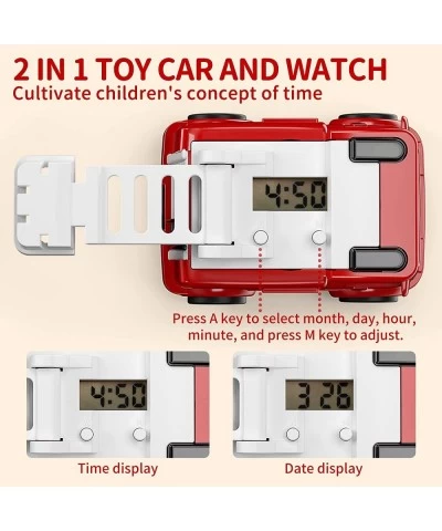 Car Toys for 3 4 5 6 7 Year Old Boys 2 in 1 Watch Toys Pull Back Car Toys for Kids Engineering Vehicles Fire Truck Toys Toys ...