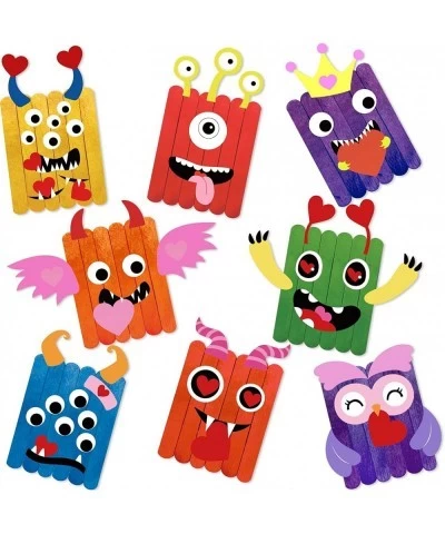 8 Pack Valentine Party Supplies Valentine Ornament Craft Kit Decorations for Kids Valentine DIY Wooden Sticks for Classroom H...