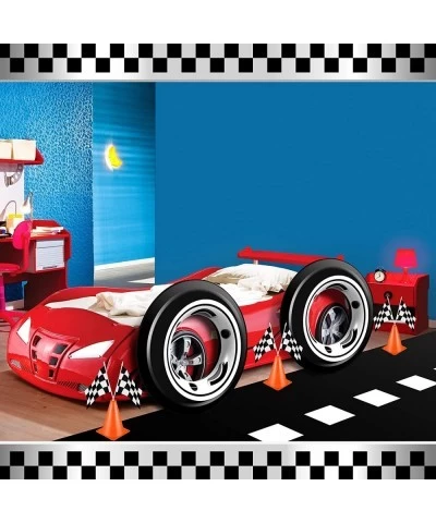 24 Pieces Race Car Party Supplies Include Traffic Cones Checkered Flag Flags Tablecloth Track Running Mat and Tire Tube Swimm...