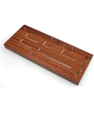 Games Triple Track Wooden Cribbage 13 Inch Board Game Set with Carrying Bag and Metal Pegs for 3 Players $58.49 Board Games