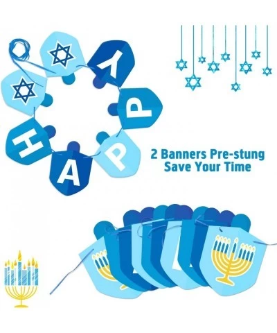 Hanukkah Decorations Party Banner Holiday Party Dreidel Garland Chanukah Festival Day Supplies Blue Illumination Party Family...