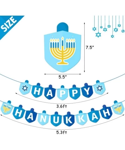 Hanukkah Decorations Party Banner Holiday Party Dreidel Garland Chanukah Festival Day Supplies Blue Illumination Party Family...