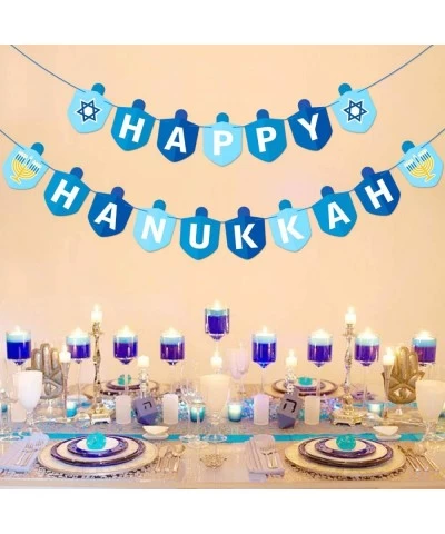 Hanukkah Decorations Party Banner Holiday Party Dreidel Garland Chanukah Festival Day Supplies Blue Illumination Party Family...