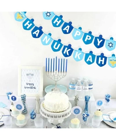 Hanukkah Decorations Party Banner Holiday Party Dreidel Garland Chanukah Festival Day Supplies Blue Illumination Party Family...