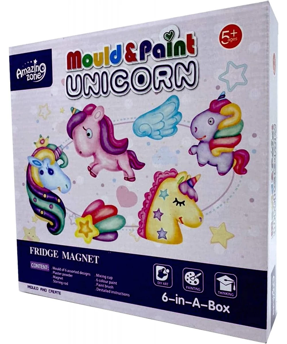 SRDX Mould and Paint Unicorn-DIY Art& Crafts Kit for Kids.Make Your own-Plaster Fridge Magnet & Badges.Great Gifts for Friend...