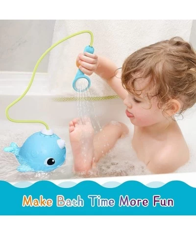 Bath Toy Narwhal Baby Bath Shower Head Battery Operated Bathtub Water Pump with Trunk Spout Rinser for Infants Toddlers Kids ...