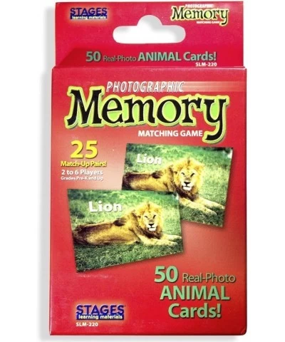 Stages Learning Materials Picture Memory Animal Card Real Photo Concentration Game Red Size 5 x 3 $16.99 Card Games