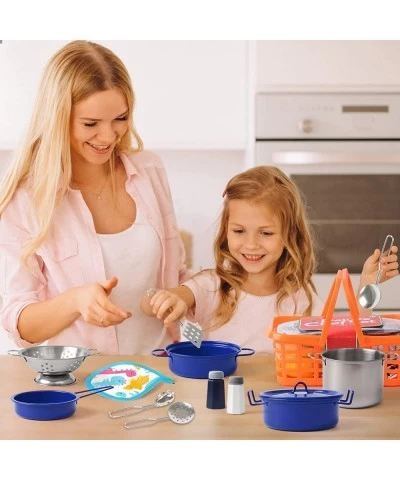 Kids Play Kitchen Toy Accessories Set Toddler Cooking Playset Colorful Stainless Steel Pots and Pans Birthday Gifts for 3+ Gi...