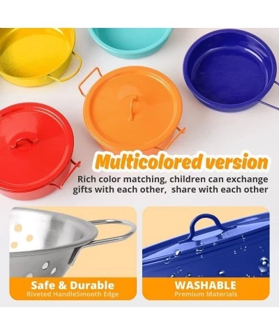 Kids Play Kitchen Toy Accessories Set Toddler Cooking Playset Colorful Stainless Steel Pots and Pans Birthday Gifts for 3+ Gi...