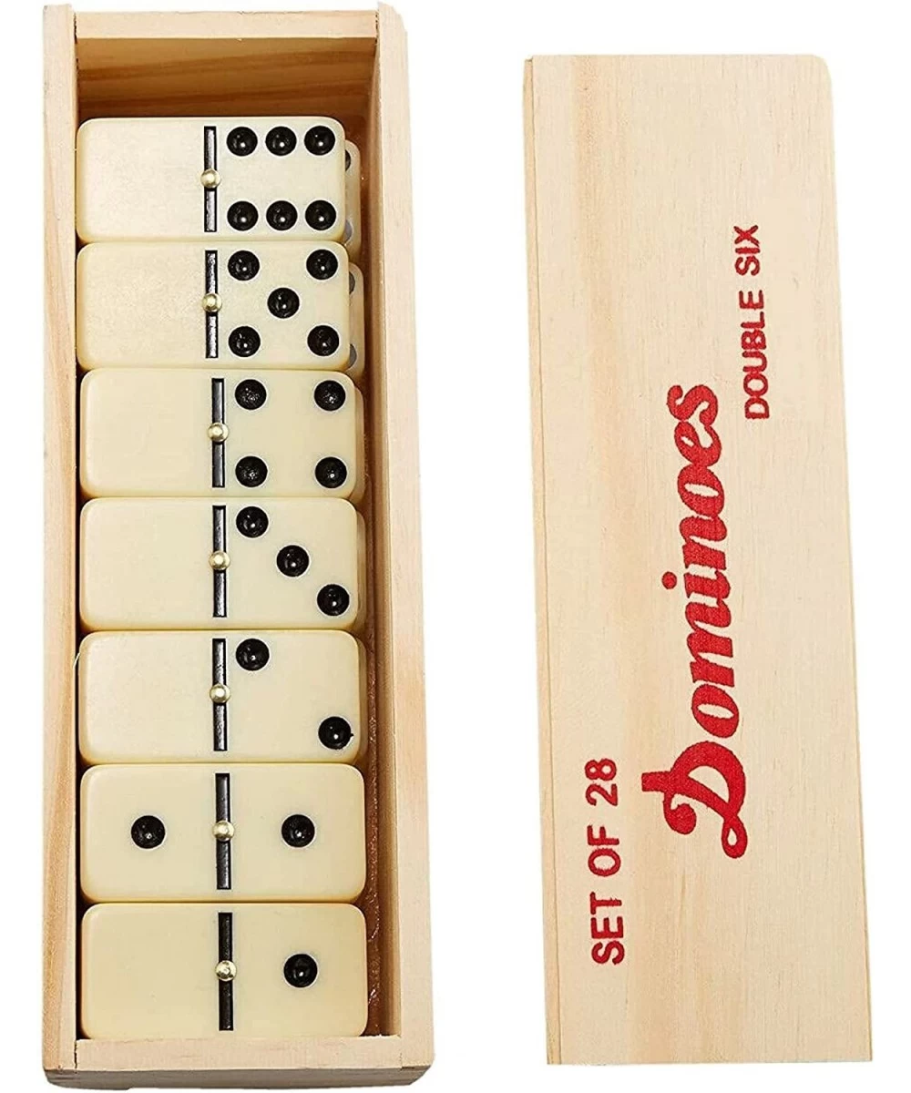 Professional Double 6 Dominoes Set for Adults - 28 Ivory Domino Tiles with Spinner In Wooden box (2-4 players) $23.26 Domino ...