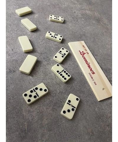 Professional Double 6 Dominoes Set for Adults - 28 Ivory Domino Tiles with Spinner In Wooden box (2-4 players) $23.26 Domino ...