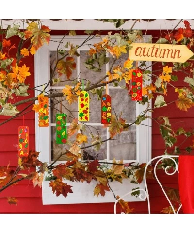 36 Sets Fall Craft Kits Fall Kids Crafts DIY Fall Bookmarks Decorations Art Sets Smiling Autumn Leaf Pumpkin Foam Stickers Ar...