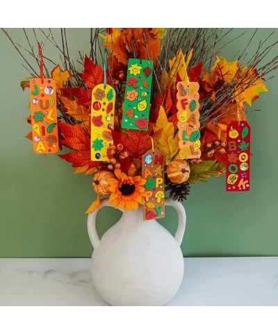 36 Sets Fall Craft Kits Fall Kids Crafts DIY Fall Bookmarks Decorations Art Sets Smiling Autumn Leaf Pumpkin Foam Stickers Ar...