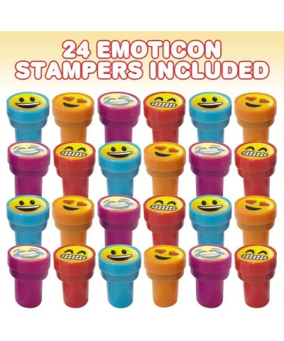 Emoticon Stampers for Kids Pack of 24 Pre-Inked Smile Stampers for Children Emoticon Birthday Party Supplies and Favors Piñat...