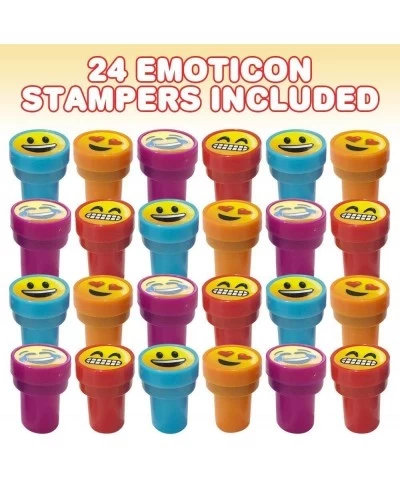 Emoticon Stampers for Kids Pack of 24 Pre-Inked Smile Stampers for Children Emoticon Birthday Party Supplies and Favors Piñat...