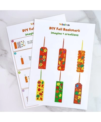 36 Sets Fall Craft Kits Fall Kids Crafts DIY Fall Bookmarks Decorations Art Sets Smiling Autumn Leaf Pumpkin Foam Stickers Ar...