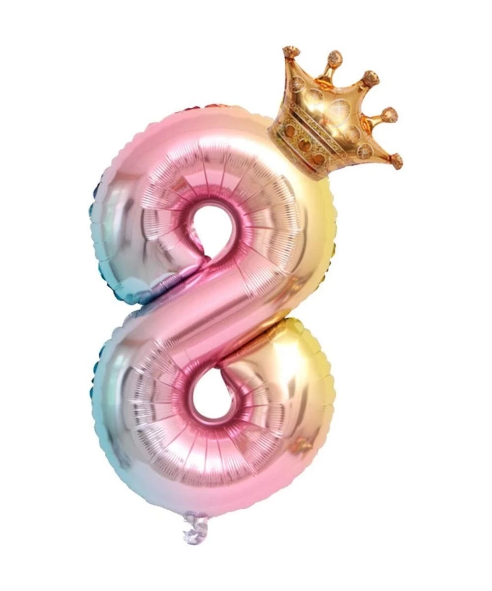 Aluminum Film 32 Inch Digital Crown Foil Number Balloons Gradient Color Digital Balloon Birthday Party Decoration Balloon Bab...