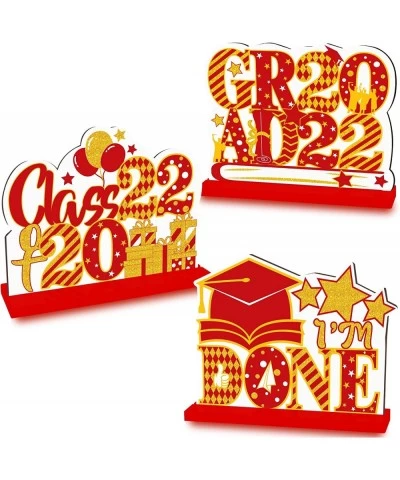 Class of 2022 Graduation Party Decorations Supplies - 3PCS Double Sided Wooden Sign Graduation Centerpieces for Tables - Cong...