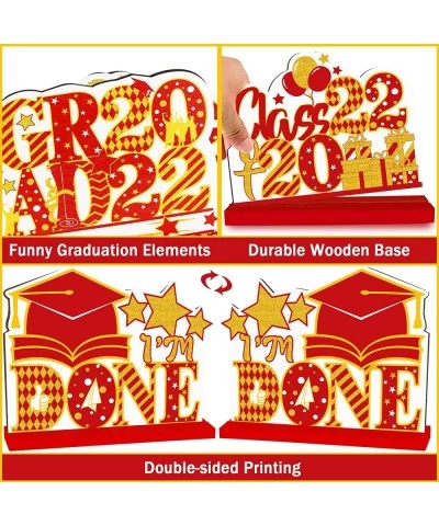 Class of 2022 Graduation Party Decorations Supplies - 3PCS Double Sided Wooden Sign Graduation Centerpieces for Tables - Cong...