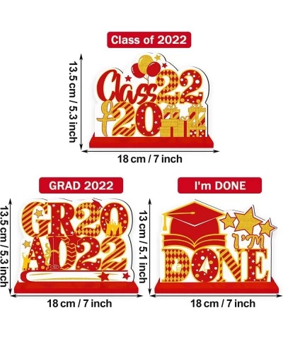 Class of 2022 Graduation Party Decorations Supplies - 3PCS Double Sided Wooden Sign Graduation Centerpieces for Tables - Cong...