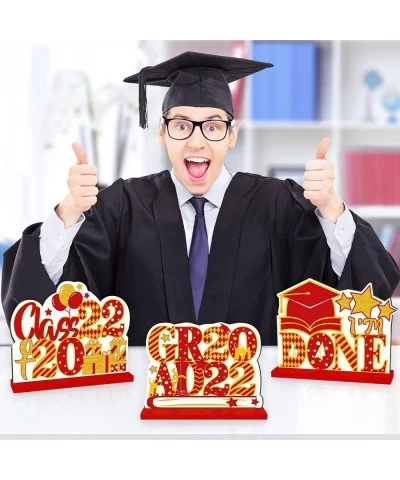 Class of 2022 Graduation Party Decorations Supplies - 3PCS Double Sided Wooden Sign Graduation Centerpieces for Tables - Cong...