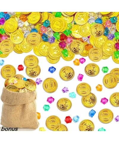 200 Pieces Pirate Gold Coins and Gems Jewels Buried Treasure Toys Pirate Adventure Themed Game Jewelry Toys Party Favors Deco...