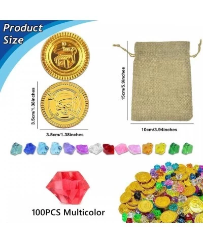 200 Pieces Pirate Gold Coins and Gems Jewels Buried Treasure Toys Pirate Adventure Themed Game Jewelry Toys Party Favors Deco...