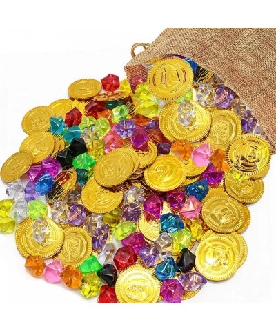 200 Pieces Pirate Gold Coins and Gems Jewels Buried Treasure Toys Pirate Adventure Themed Game Jewelry Toys Party Favors Deco...