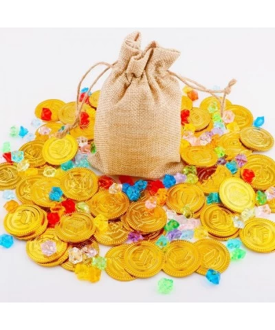 200 Pieces Pirate Gold Coins and Gems Jewels Buried Treasure Toys Pirate Adventure Themed Game Jewelry Toys Party Favors Deco...