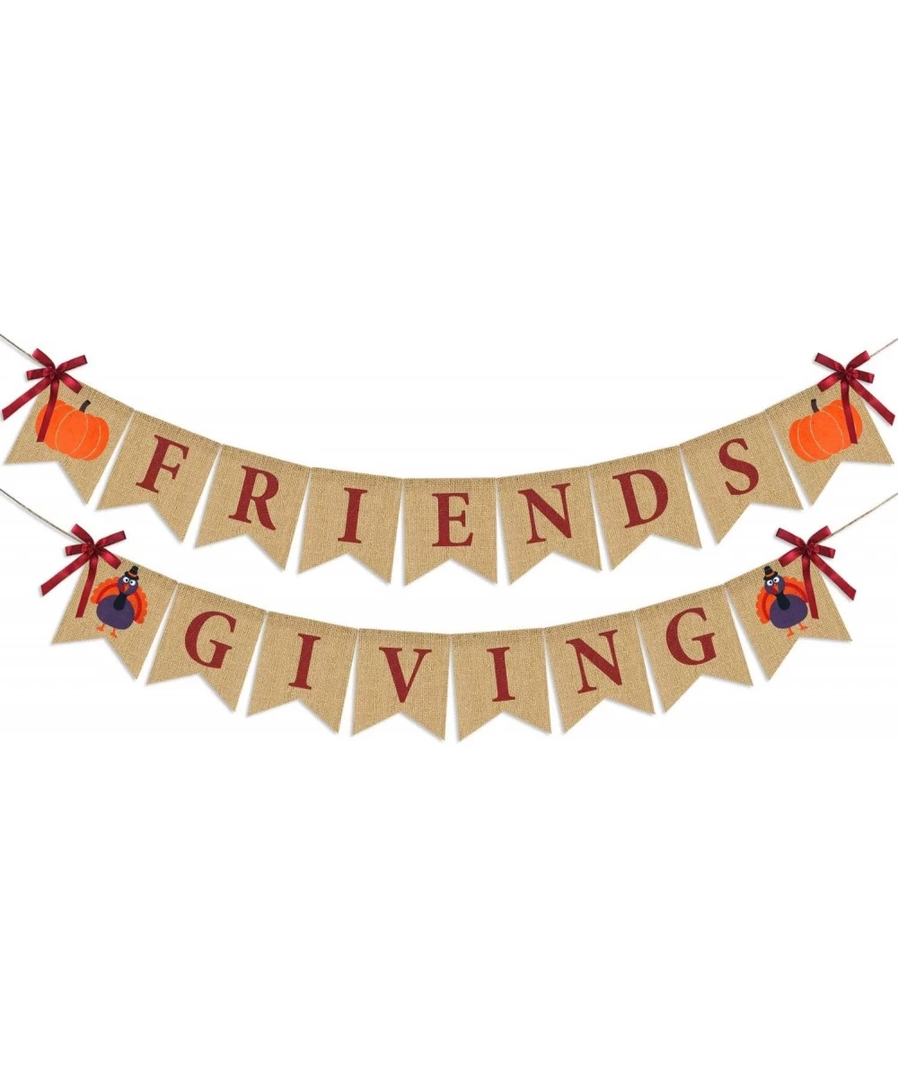 Friendsgiving Banner Burlap | Thanksgiving Decorations | ThanksGiving Burlap Banner | Rustic Thanksgiving Friends Giving Turk...