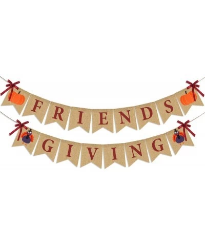 Friendsgiving Banner Burlap | Thanksgiving Decorations | ThanksGiving Burlap Banner | Rustic Thanksgiving Friends Giving Turk...