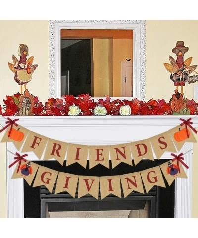 Friendsgiving Banner Burlap | Thanksgiving Decorations | ThanksGiving Burlap Banner | Rustic Thanksgiving Friends Giving Turk...