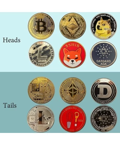 6 Pack Bitcoin Ethereum Dogecoin Shiba Inu Commemorative Coins Limited Edition Cryptocurrency Coin BTC EHT GOGE SHIB Physical...