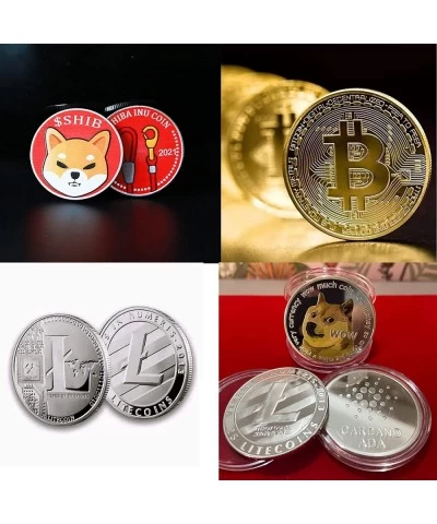 6 Pack Bitcoin Ethereum Dogecoin Shiba Inu Commemorative Coins Limited Edition Cryptocurrency Coin BTC EHT GOGE SHIB Physical...