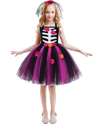 Scary Halloween Costumes for Kids 2PCS Skeleton Bride Dress Toddler Death Wedding Outfits Day of The Dead Costume $57.89 Kids...