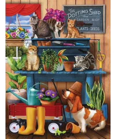 Trouble in The Potting Shed 300 pc Jigsaw Puzzle by Artist: Tom Wood $30.87 Jigsaw Puzzles