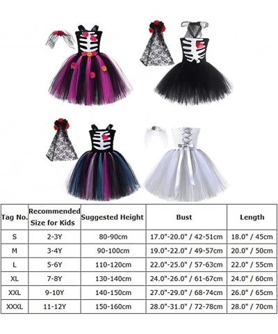 Scary Halloween Costumes for Kids 2PCS Skeleton Bride Dress Toddler Death Wedding Outfits Day of The Dead Costume $57.89 Kids...