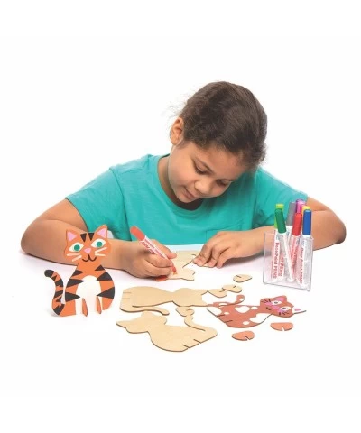 AT799 Wooden Stand up Cats - Pack of 6 Woodcrafts for Kids to Design Paint Decorate and Then Use $17.43 Craft Kits