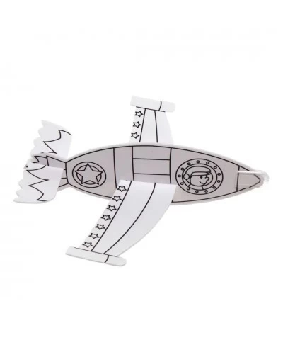 AX176 Make Your Own Rocket Flying Gliders - Pack of 10 Arts and Crafts for Kids to Color in Party Bag Fillers Games and Prize...