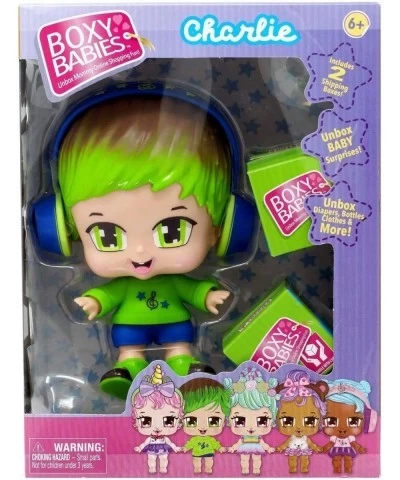 Season 1 Collectible Fashion Toys - Baby Boy Green Hair Charlie Doll with Headphone Accessory - 2 Unboxing Boxes Included wit...