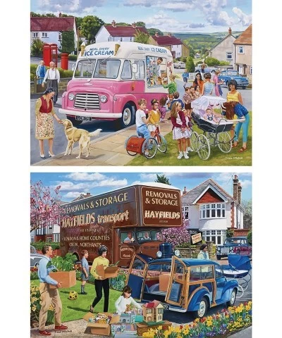 - Value Set of (2) 500 Piece Jigsaw Puzzles for Adults - Each Puzzle Measures 18" x 24" - 500 pc The Ice Cream Van Moving Day...