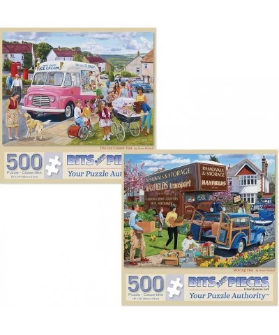 - Value Set of (2) 500 Piece Jigsaw Puzzles for Adults - Each Puzzle Measures 18" x 24" - 500 pc The Ice Cream Van Moving Day...