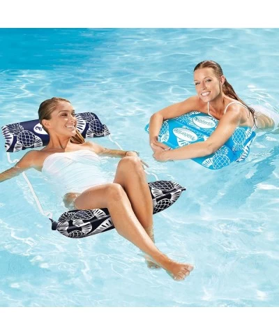 Waterlife 4-in-1 Pool Hammock 2-Pack Inflatable Pool Chair Float Water Hammock (Saddle Lounge Chair Hammock Drifter) Navy & L...