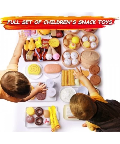 108PCS Deluxe Pretend Food Set Chinese and Western Toy Food Combo Game for Kids and Toddlers Chinese Breakfast Cooking Preten...