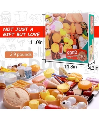 108PCS Deluxe Pretend Food Set Chinese and Western Toy Food Combo Game for Kids and Toddlers Chinese Breakfast Cooking Preten...